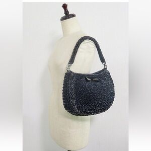 Chic Black Woven Shoulder Bag